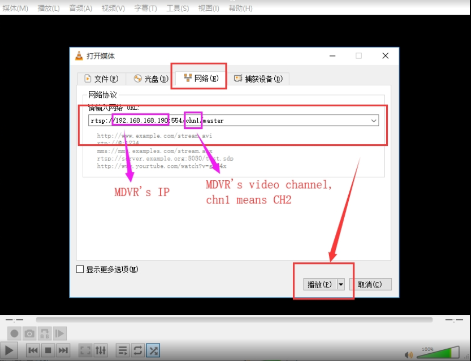 How to use VLC get RTSP video from MDVR Picture2