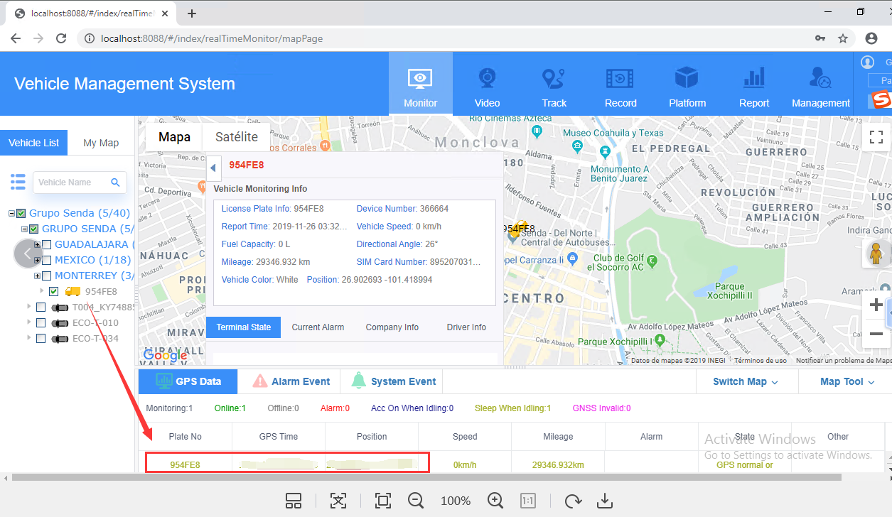 How to fix the device without GPS position with Web Client Picture1