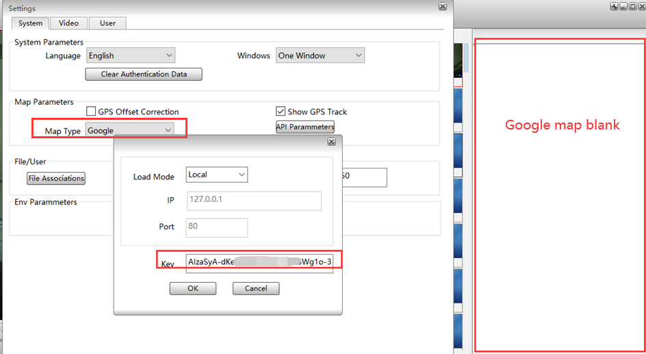 Check the validity of Google map API KEY when use MDVR Player Picture1