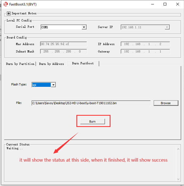 How to use FastBoot3.1_BVT tool burn the u-boot  Picture5