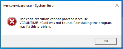 How to solve the System Error of ivmssvrwizard.exe Picture1