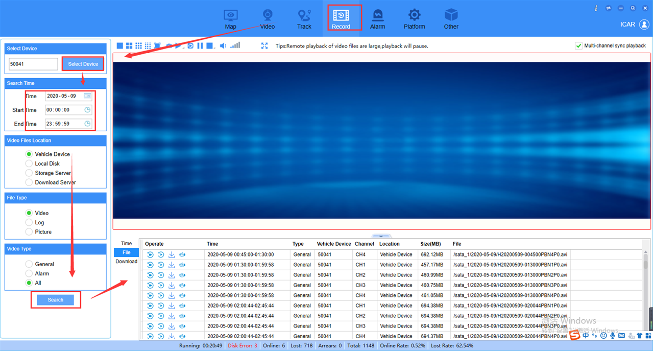 How to search the GPS track via record in New IVMS client side Picture1