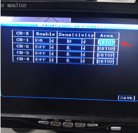 How to test Motion detection alarm on the MDVR Picture3