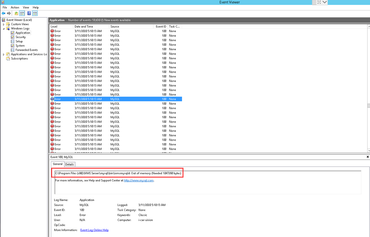 How to check the database stopped by memory run out off Picture2