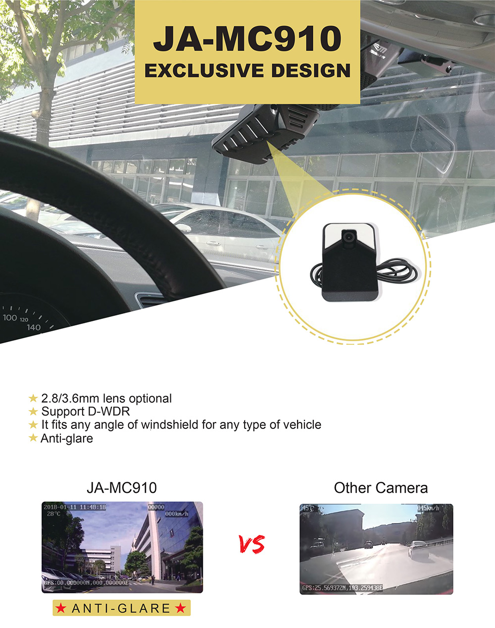 Dust-proof AHD Vehicle Camera for Mobile DVR Support D-WDR JA-MC910 Picture2