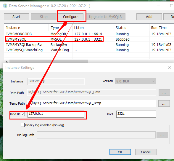 IVMS Server Mysql enable remote access Picture1