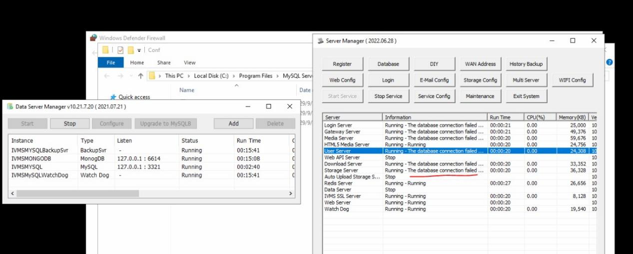 How to slove that after reninstall mysql server and Server Manager connect DB Falied Picture1